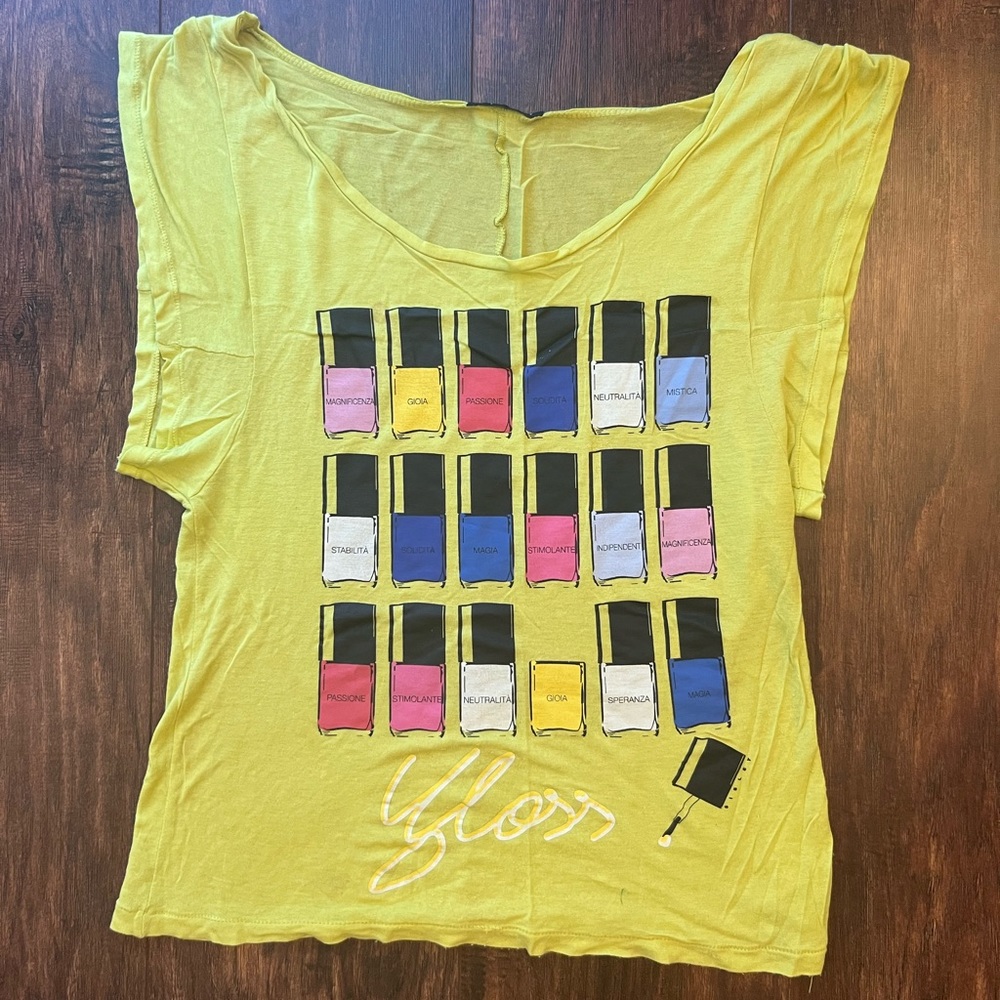 Sisley Yellow Summer Print Top Size XS